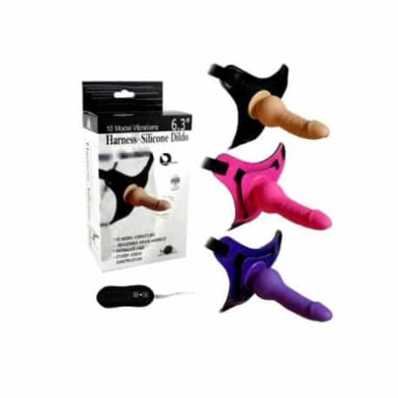 10 Vibrating Modes Strap on Harness Silicone Dildo STKSOD-012