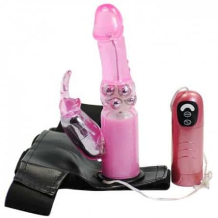 Rotating Rabbit Vibrator Strap-On STKSOD-019