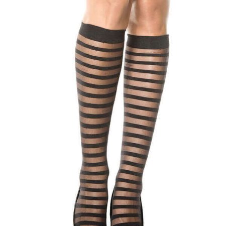 Sheer Striped Knee High Stockings